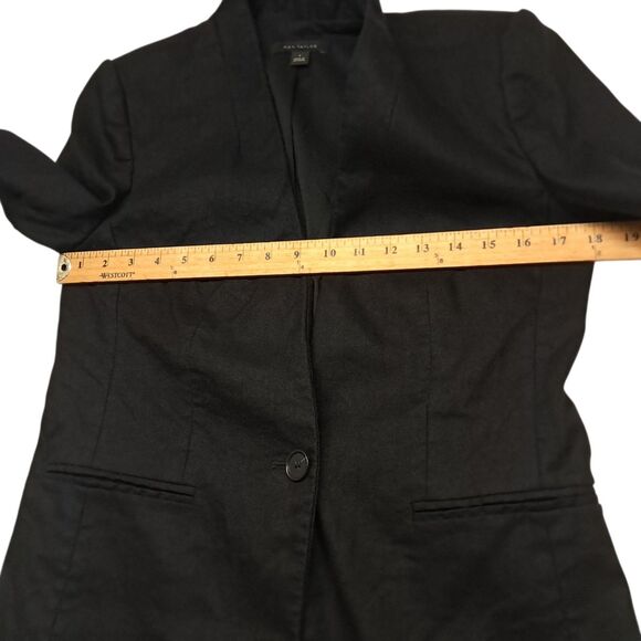 Ann Taylor Blazer Jacket Womens 4 Black Cutaway Linen Blend One Button Work 2024 - Picture 9 of 10